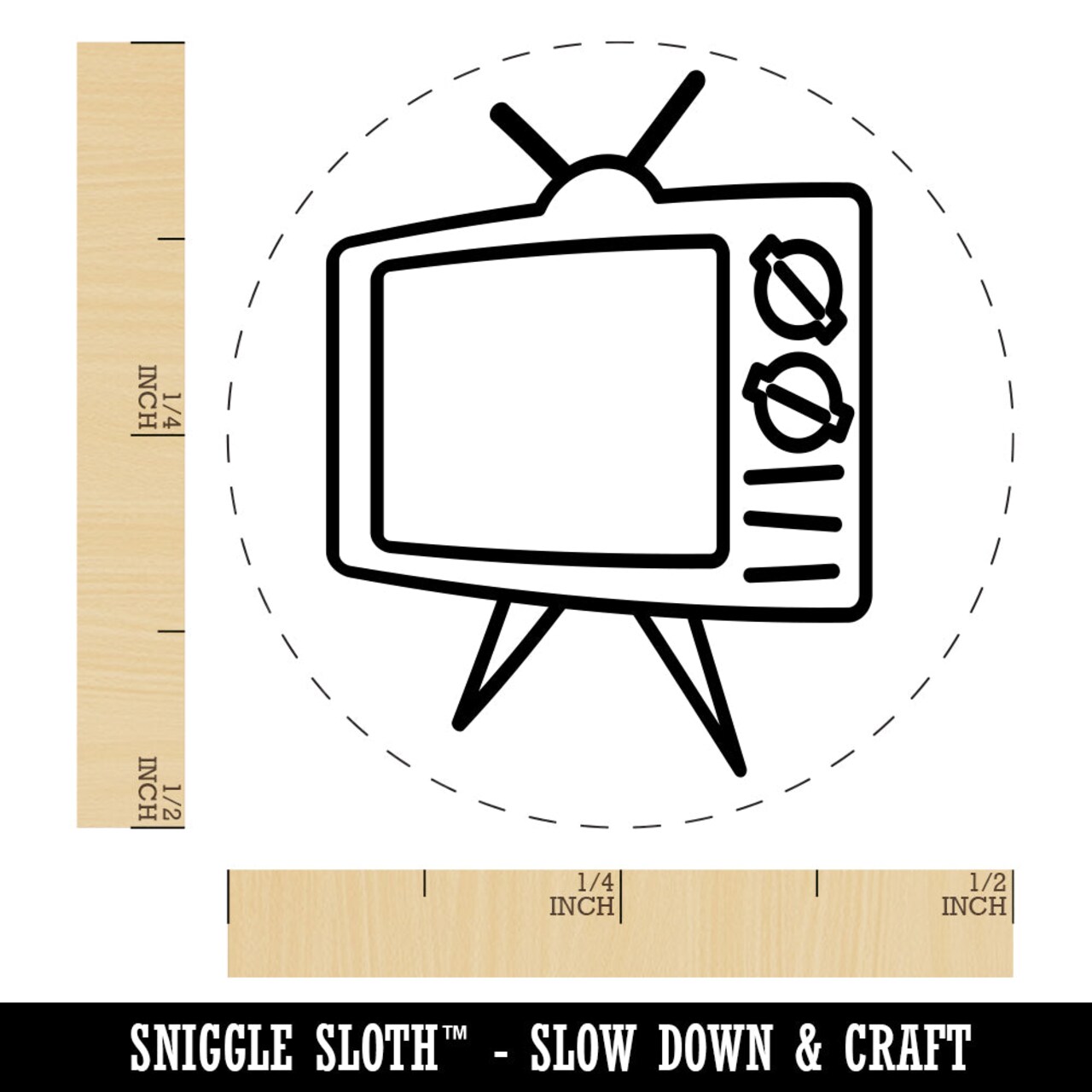 Retro TV Television Rubber Stamp for Stamping Crafting Planners